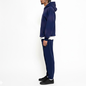 Custom Made Acid Wash Tracksuit Wholesale Manufacturer Custom Logo Men Oversized Sweat Suit <b>Distressed</b> Embroidery Tracksuits - Product Image 5