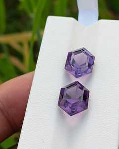 Par de amatistas naturales con corte hexagonal, gemas violeta púrpura de alta calidad, piedras sueltas para la fabricación de joyas, anillos y colgantes. - Product Image 5