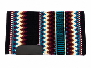 Manaal Enterprises Classic <b>Blue</b> Geometric Pattern All-Purpose Western Equestrian Saddle Pad Cotton Material Fleece Lined Wool - Product Image 1