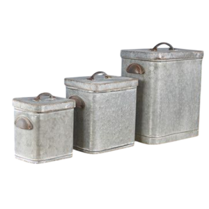 Ensemble de boîtes de rangement rondes de qualité supérieure avec couvercle en bois, design unique, faites à la main, en métal galvanisé, prix bas - Product Image 3