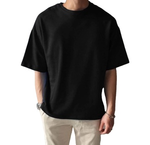 Camiseta de algodón 100% con hombros caídos para hombre, ajuste Regular, secado rápido, transpirable, manga corta, hilo teñido, lavado, tejido sólido en blanco - Product Image 3