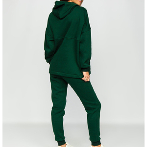 Conjunto de Sudadera con Capucha y Pantalones Deportivos de Invierno 2026, Personalizado, Grueso, Cálido, de Forro Polar, de Alta Calidad, para Mujer, 2 Piezas, Color Sólido - Product Image 3