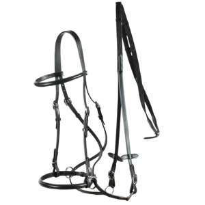 หนังแท้สวมใส่สบายขณะขับขี่แบบไร้ขอบบังเหียนแบบไขว้ใต้ม้านบังเหียนมีสายรั้งเว็บและตัวหยุดมือ - Product Image 1