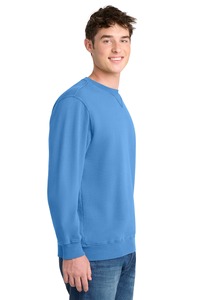 Sweat-shirt à col rond pour homme avec logo personnalisé en gros, pull en molleton bleu ciel uni de haute qualité, vêtements streetwear avec coutures en V - Product Image 3