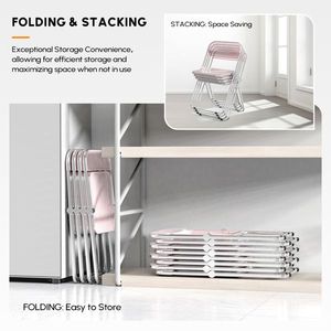 2pcs Pink Transparent Foldable Patio Plastic Folding Chairs for Outdoor Furniture - Product Image 6