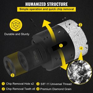 6 pezzi punte diamantate multiuso 6/8/28/32/38/45mm Kit sega a foro per piastrelle brasato sottovuoto 0,59 pollici di segmento per piastrelle di marmo - Product Image 5