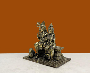 Handcrafted Brass Shiv Parivar <b>Statue</b> with Nandi | Wax Casting Shiva Family Idol for Home Temple Decor Diwali Tabletop - Product Image 3
