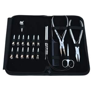 Salon <b>Hair</b> Extension tools Kit Silver with Micro Bead Crimping Plier Bead Opening Closing plier <b>Hair</b> Tail Comb Sectioning Clips - Product Image 1