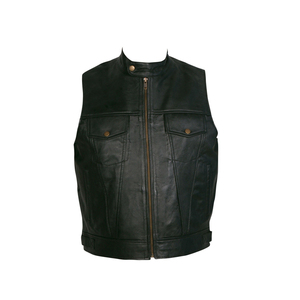 Gilet court décontracté pour homme en toile respirante, imperméable et à séchage rapide, style motard, col en V, fermeture éclair, couleur unie - Product Image 3
