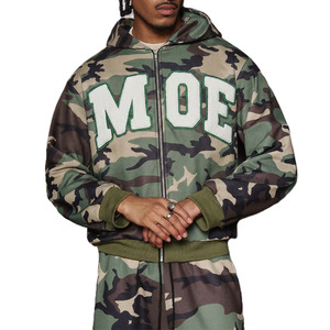 Conjuntos Deportivos Unisex con Capucha de Camuflaje, Sudadera con Cierre, Ropa Deportiva Urbana, Logotipo Personalizado, Proveedor Mayorista OEM ODM - Product Image 4