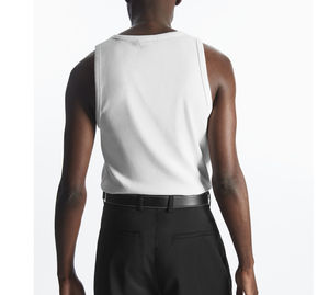 Débardeur décontracté en coton côtelé respirant à col en V, coupe ajustée, 100 % personnalisable, service OEM, logo personnalisé pour hommes, vente en gros - Product Image 3