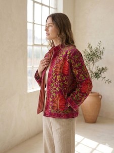 Luxury Indian Floral Hand Embroidered <b>Velvet</b> Suzani Jacket Boho Chic Festival <b>Coat</b> Ethnic Artisan Style Outwear Winter Blazer - Product Image 4