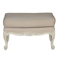 Fauteuil avec tabouret Canapé-lit en bois d'acajou rembourré en tissu toile Fabriqué pour l'intérieur de meubles de salon classiques