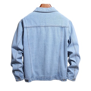 Veste en jean ample pour homme, à manches longues, à bouton unique, style cowboy, simple, pour la vente en gros - Product Image 4