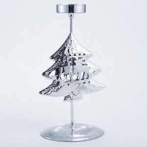 Wholesale Modern Aluminum Candle Holder Textured <b>Silver</b> Star <b>Candlestick</b> for Christmas Tabletop Decoration and Home Ornament - Product Image 3