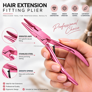 Pince à sertir professionnelle pour extensions de cheveux de 5 pouces, rose, en acier inoxydable, pour micro-anneaux et perles, pour salon - Product Image 4