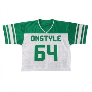 Athletic <b>Red</b> White Mesh Football Jersey Vintage Sportwear V Neck Crop <b>Top</b> Casual Streetwear Activewear Practice Team Tee - Product Image 5