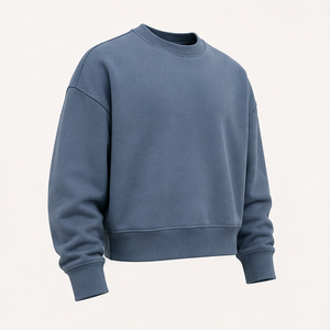 Sweat-shirt personnalisé bleu ardoise pour homme, coupe ample, col rond, double couche, en molleton de coton épais, MCRW-0015 - Product Image 4
