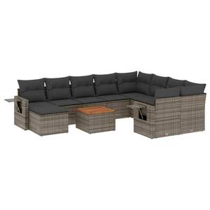 Dark Grey And Grey Garden <b>Sofa</b> Set <b>Rattan</b> Cushioned Outdoor Furniture Contemporary Design - Product Image 2