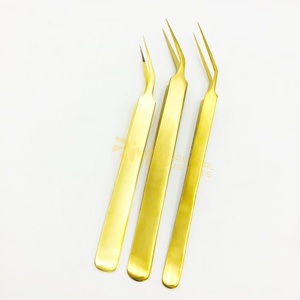 Pince à épiler pour extensions de cils RMI couleur or 24 carats, nouveau style, avec pointe en fibre personnalisée - Product Image 1