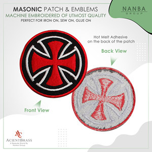 Maltese Cross Cloth Patch Embroidered Applique Sewing Clothes Apparel Accessories Badges Circular Red - Product Image 2