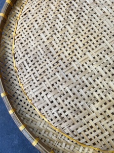 Round Natural Smoked Bamboo Handmade Sifting Tray Set of 2 for Kitchen Farmhouse Grains Seeds and Farm Produce - Product Image 3