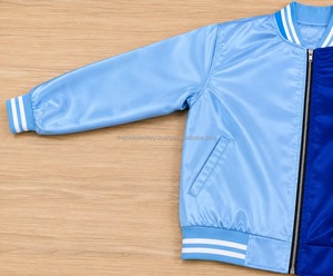 Veste de sport bicolore pour homme, bleu clair, logo ZA brodé, fermeture éclair sur le devant, style preppy, coupe classique - Product Image 6