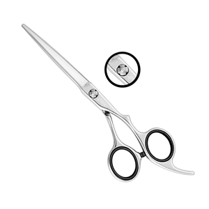 Ciseaux de coiffure en acier inoxydable 440C, directement de l'usine, avec une conception de poignée inclinée confortable et un repose-doigts réglable - Product Image 2