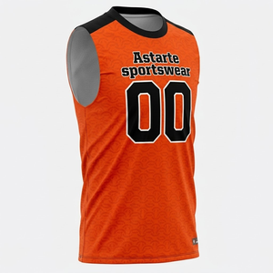 Maillot de basketball sans manches Astarte Sportswear orange 7v7, col ras du cou, évacuation de l'humidité, imprimé par transfert thermique, unisexe adulte, 100% coton - Product Image 5