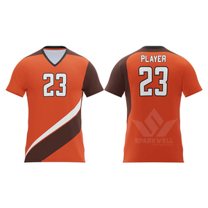 Maglia da Calcio Personalizzata Arancione <span class=keywords><strong>Marrone</strong></span> Sublimata Unisex per Adulti Estiva a Maniche Corte in Poliestere Traspirante Divisa Squadra Giocatore 23 - Product Image 4