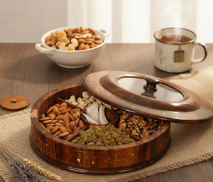 Wood Candy Nuts Box Custom <b>Decorative</b> Handmade Dry Fruit Wood Box High-capacity Classic Wood Dry Fruit Box - Product Image 5