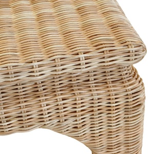 Table basse en rotin faite à la main, style côtier, mobilier moderne pour salon, plateau en osier, couleur naturelle - Product Image 4