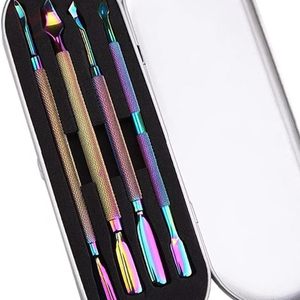 Infant Professional Classic Stainless Steel <b>Nail</b> Push <b>Set</b> 4-Piece Color Dazzling Titanium Plated - Product Image 5