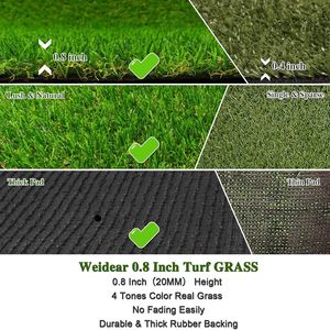 Tapis d'herbe artificielle réaliste 6,5 pi x 10 pi 0,8 po avec trous de drainage pour intérieur et extérieur, aménagement paysager - Product Image 5