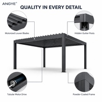 Pergola et gazebo motorisés en alliage d'aluminium à lames orientables avec capteur de pluie et LED, espace de travail extérieur écologique OEM