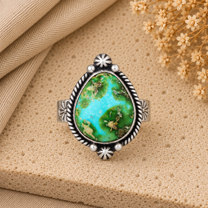 Sonoran Gold Turquoise Silver <b>Ring</b> Western <b>Boho</b> Statement Gemstone Jewelry Southwestern Fashion <b>Ring</b> for Women - Product Image 6