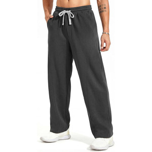 Pantalon de survêtement ample en molleton de coton pour homme, coupe droite, avec cordon de serrage et poches, idéal pour la détente et le sport - Product Image 1