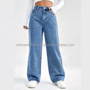 Nuevos pantalones acampanados holgados personalizados, pantalones vaqueros rectos vintage apilados para mujer, pantalones vaqueros holgados de pierna ancha para hombre para mujer - Product Image 5