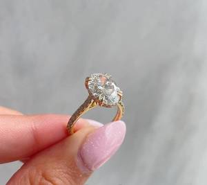 แหวนหมั้นเพชรทรงรี 14k ทองคำขาว ประดับเพชร CVD แบบเม็ดเดี่ยว งานแฮนด์เมด เครื่องประดับชั้นดี สำหรับเจ้าสาว - Product Image 6