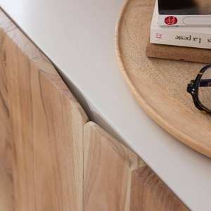 Aparador Vandana Stellar Astra de madera de mango blanqueada con puertas de acacia - Product Image 3