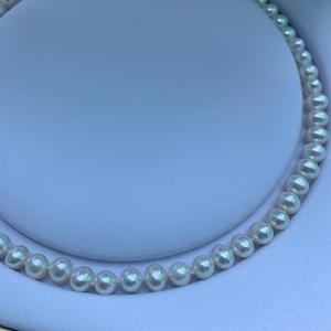 Collier de perles d'eau douce d'automne-hiver de 6 à 8 mm, presque rond et extrêmement résistant, comparable à une chaîne de pull Akoya - Product Image 2