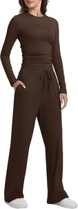 Ladies Long Sleeve Top and Pant <b>Set</b> Stylish Womens Co Ord Outfit Breathable Fabric Comfortable Home Wear Casual Clothing <b>Set</b> - Product Image 3