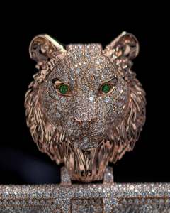Colgante de Cabeza de León Chapado en Oro Rosa de 18K con Moissanita, Joyería de Regalo para Fiesta Hip Hop - Product Image 5