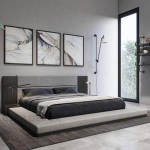 Customisable Ultra-Low Modern Platform <b>Bed</b> MahoganySlate Mercer41Mercer41 1000kg for Luxe Bedrooms - Product Image 2