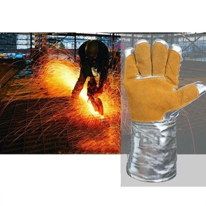 Gants de soudage en cuir de vachette et aluminium, haute performance, résistants à la chaleur et aux étincelles, pour la lutte contre les incendies et la construction - Product Image 4