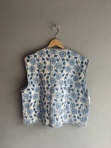 Chaleco Acolchado Floral de Algodón para Mujer, Reversible, con Bolsillos de Parche, Cuello en V, Sin Mangas, Estilo Otoñal, Diseño con Bordado a Mano, REGALO - Product Image 6