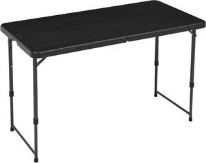 Mesa de Comedor Plegable Rectangular de Metal Negro Resistente de 4 Pies, Altura Ajustable (4 Configuraciones), con Asa de Transporte, para Apartamento - Product Image 1