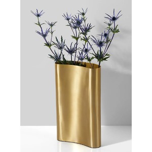 Minimalist Brass Tabletop <b>Vase</b> <b>Gold</b> Finish Holds Water For Housewarming Decor for Home Decor - Product Image 5