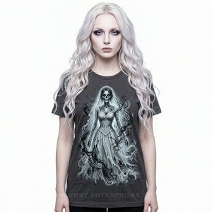 Camiseta Personalizada para Mujer con Estampado Gráfico de Zombie Couture, Diseño de Moda, Algodón Negro, Ropa Urbana, Fabricante, Venta al Por Mayor - Product Image 2