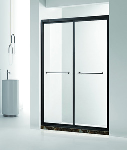 Recinto de ducha de vidrio templado sin marco contemporáneo Puertas correderas dobles para baño Villa o aplicación de esquina de hotel - Product Image 2